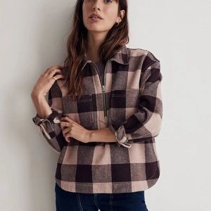 Madewell Plaid Waffle Half-Zip Popover Shirt